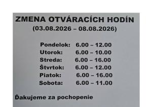 zmena otváracích hodín 